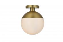 Elegant LD6062SG - Eclipse 10 inch Flush Mount Frosted White Shade in Satin Gold