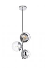 Elegant LD6125C - Eclipse 3 Lights Chrome Pendant With Clear Glass