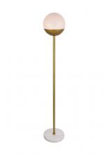 Elegant LD6150BR - Eclipse 1 Light Brass Floor Lamp With Frosted White Glass