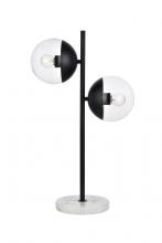 Elegant LD6153BK - Eclipse 2 Lights Black Table Lamp With Clear Glass