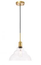 Elegant LD6221BR - Gil 1 Light Brass and Clear Seeded Glass Pendant