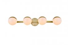 Elegant LD7305W29BRA - Majesty 4 Light Brass and Frosted White Bath Sconce