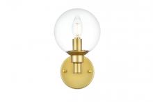 Elegant LD7318W6BRA - Jaelynn 1 Light Brass and Clear Bath Sconce