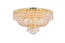 Elegant V1900F18G/RC - Century 6 Light Gold Flush Mount Clear Royal Cut Crystal