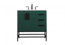 Elegant VF48832MGN - 32 Inch Single Bathroom Vanity in Green