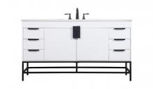 Elegant VF48860MWH - 60 Inch Single Bathroom Vanity in White