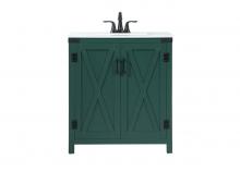 Elegant VF90230MGN - 30 Inch Single Bathroom Vanity in Green