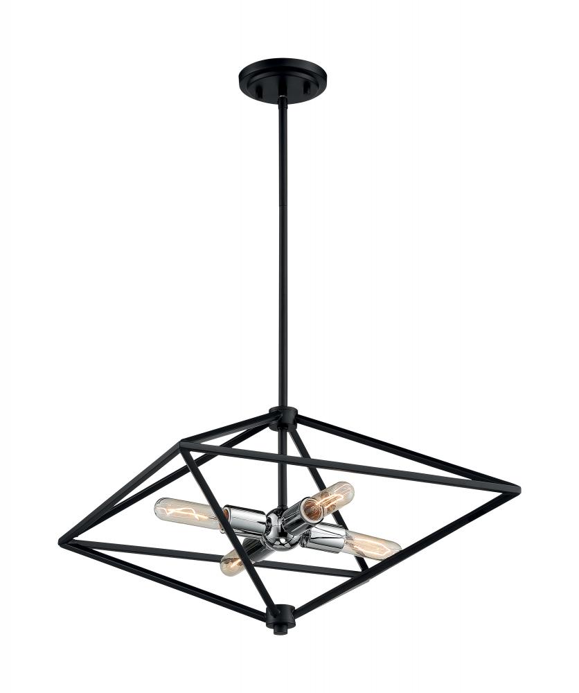 Legend - 4 Light Pendant with- Black and Polished Nickel Finish