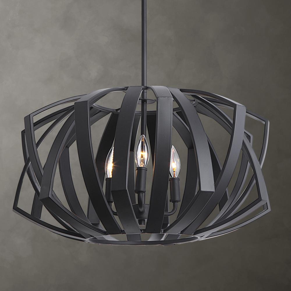 Uttermost Thales Black Geometric 3 Light Pendant