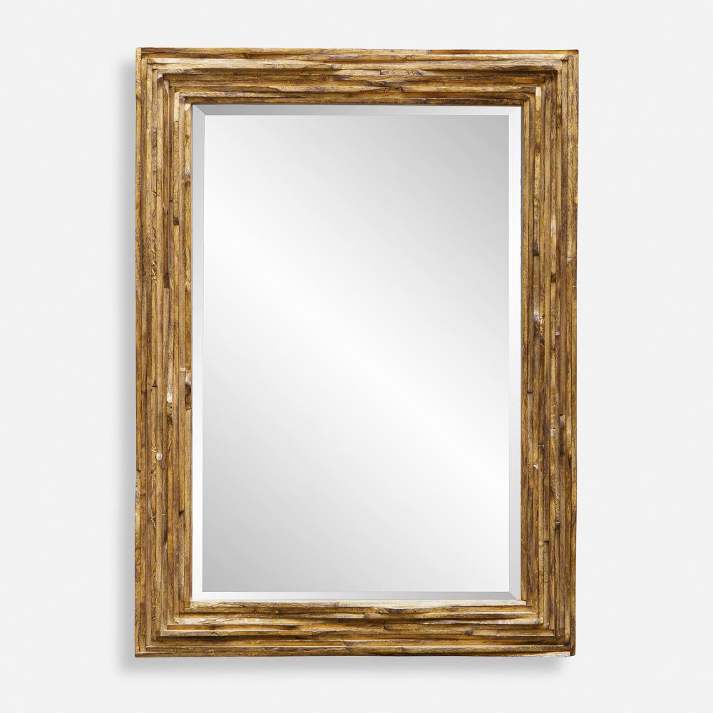 Uttermost Overlap Teak Wood Mirror